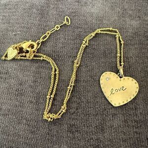 Stella & Dot Heart Shaped Signature Love Script Pendant Necklace Gold over Sterl